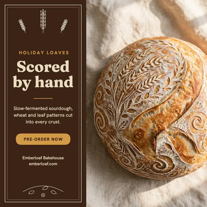 Emberloaf holiday sourdough pre-order post: holiday sourdough post template