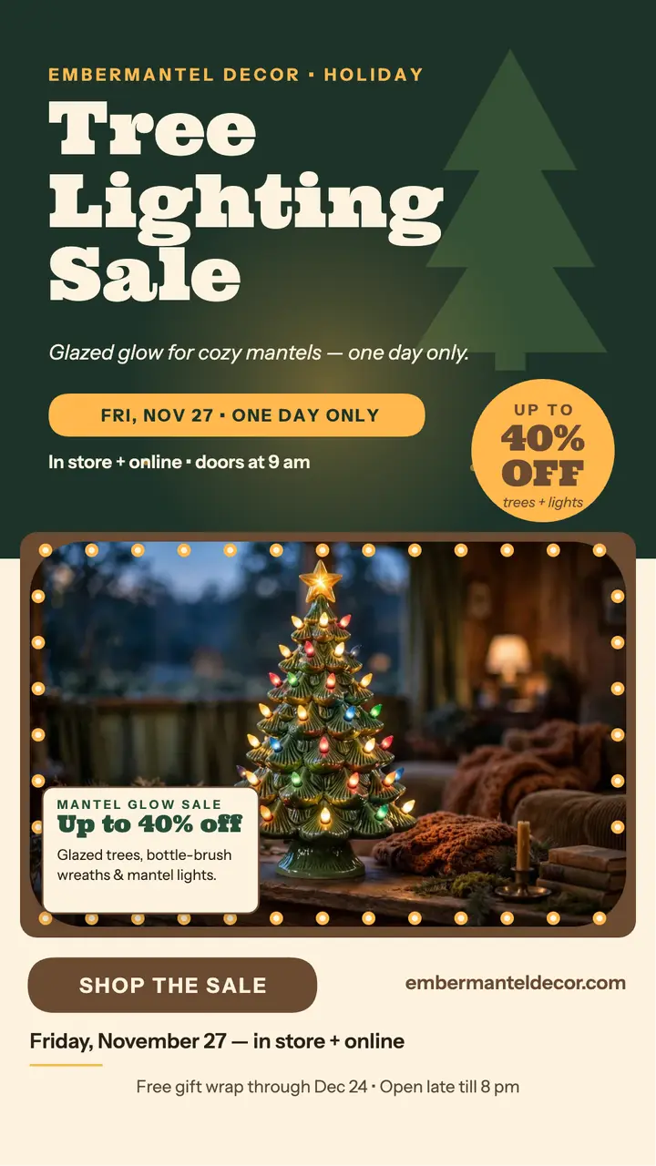 Embermantel Decor tree lighting sale story template