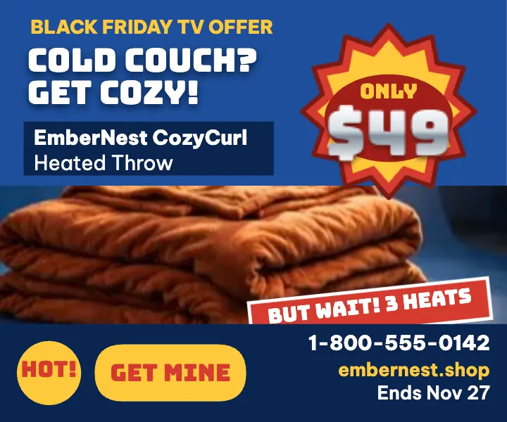 EmberNest heated throw TV offer ad template