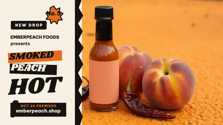 Emberpeach smoked peach hot sauce thumbnail template