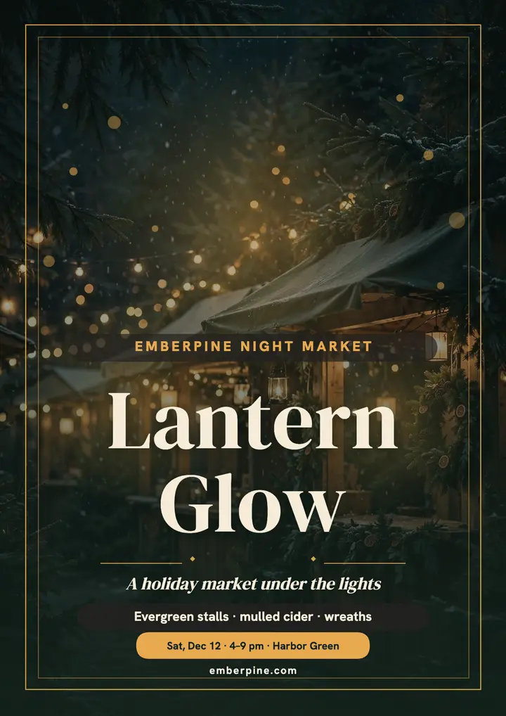 Emberpine lantern night market flyer template