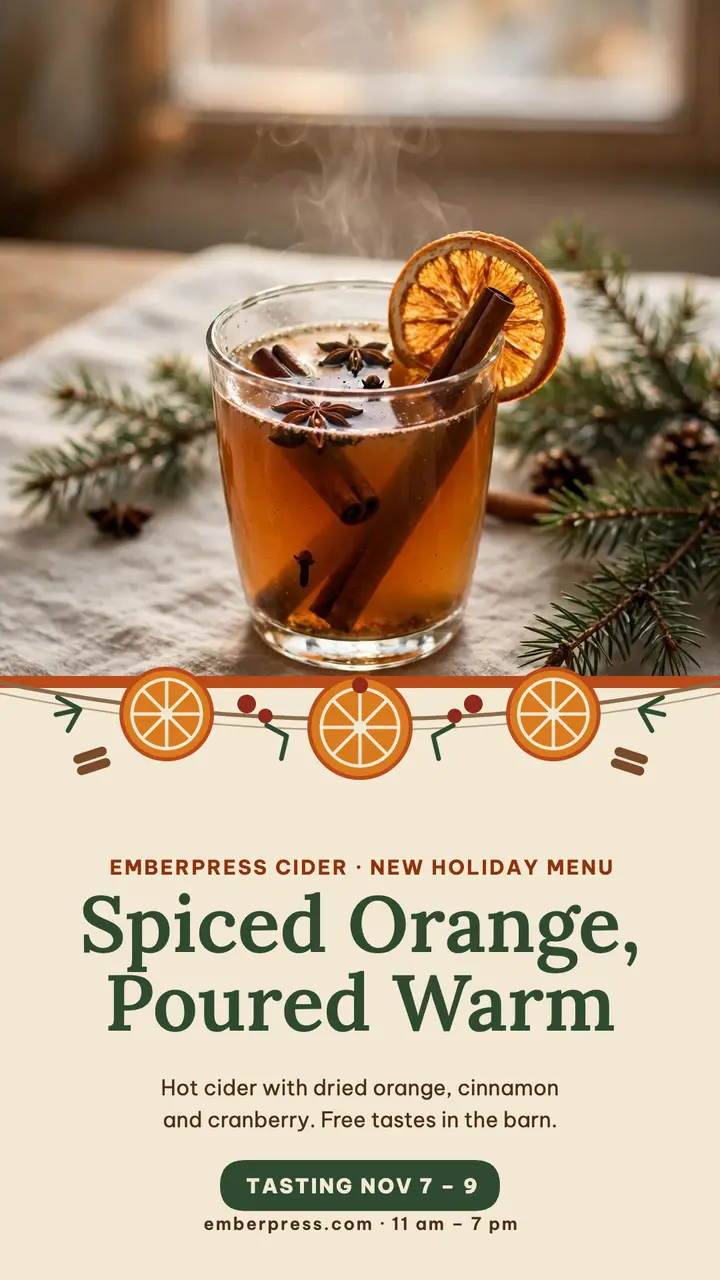 Emberpress spiced orange menu story template