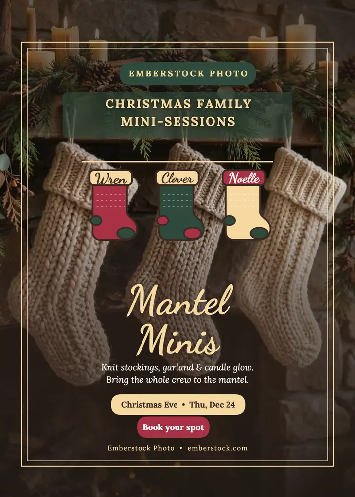 Emberstock mantel minis Christmas invitation template