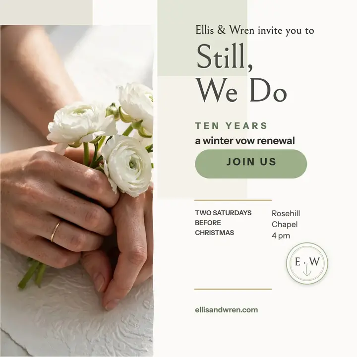 Ellis and Wren winter vow renewal emboss post template