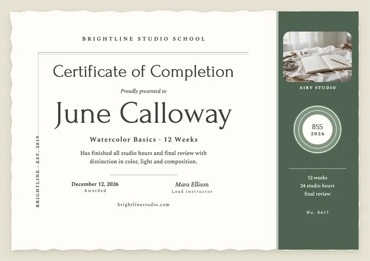 Brightline embossed art certificate template