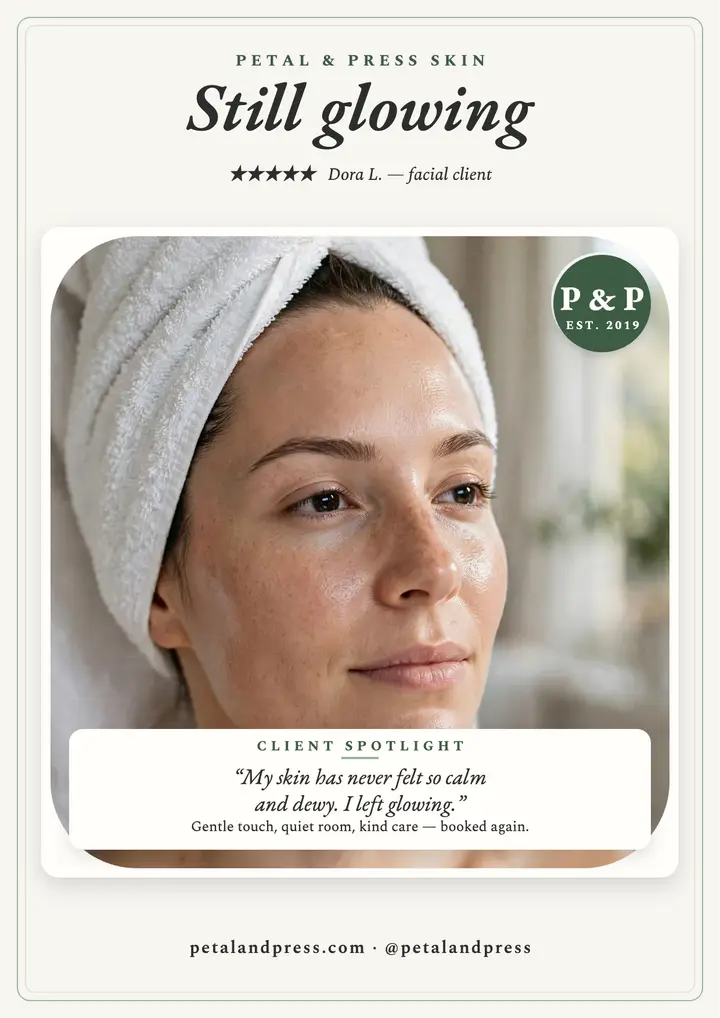 Petal and Press glowing review flyer template