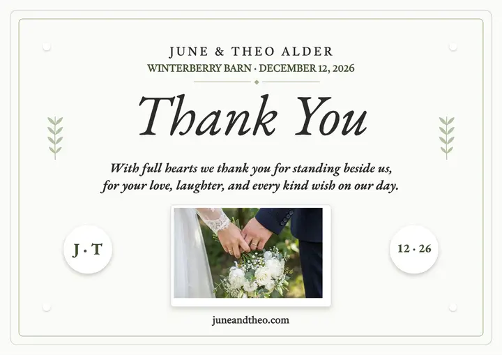 Embossed thank you certificate, June and Theo template