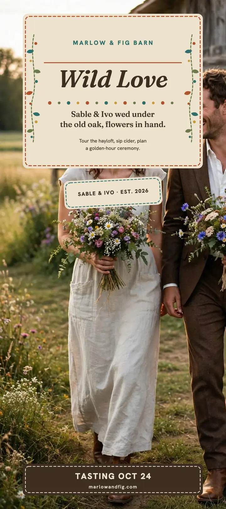 Marlow and Fig barn wedding rack card template