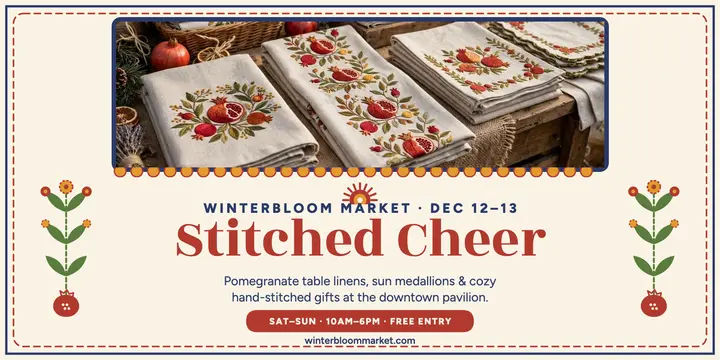 Winterbloom embroidered holiday market post template