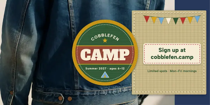 Cobblefen summer day camp embroidered patch post: day camp sign-up post template