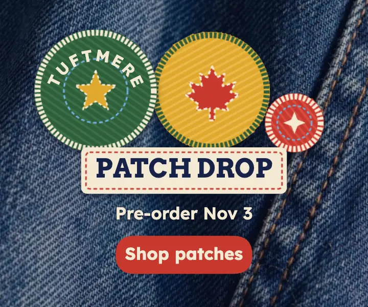 Tuftmere Patch Co. autumn patch drop ad: patch shop ad template