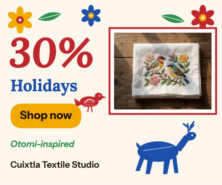 Holiday embroidery sale ad, Otomi-inspired: holiday embroidery sale ad template