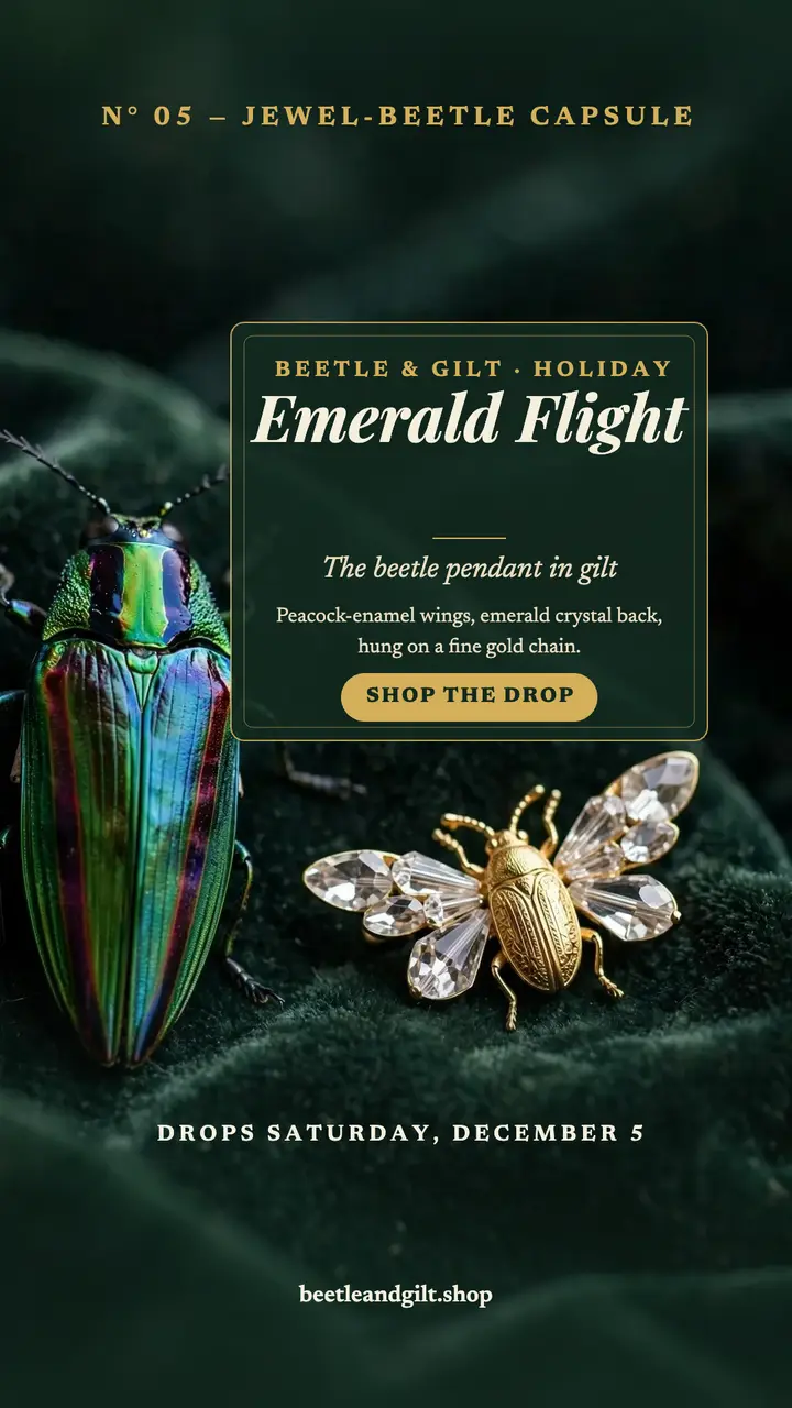 Beetle and Gilt emerald beetle holiday story template