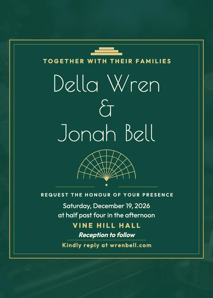 Della Wren and Jonah Bell deco invitation: deco wedding invitation template