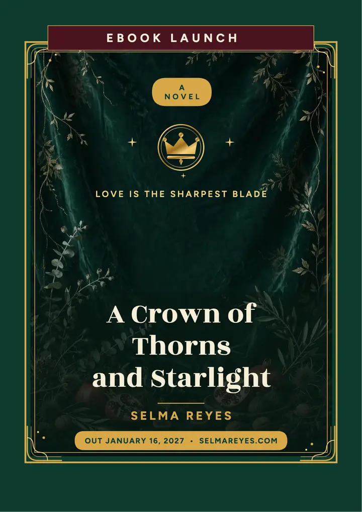 Emerald foil romantasy launch flyer template