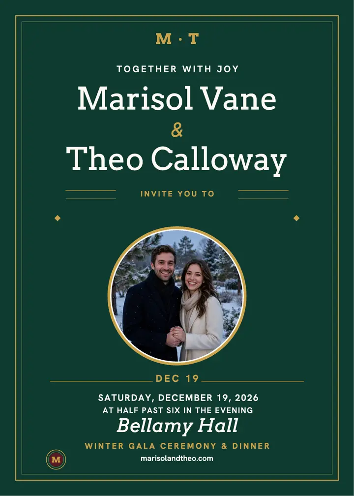 Emerald gala winter wedding invitation template