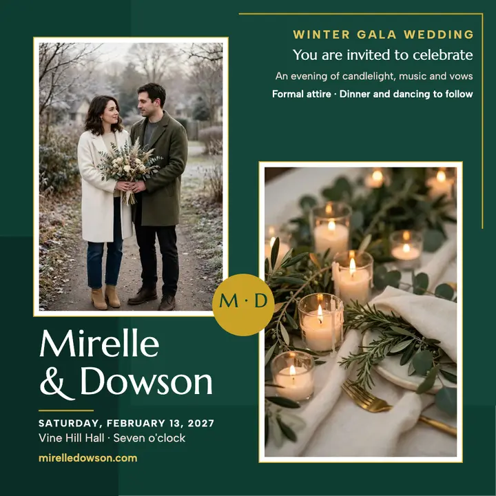 Mirelle and Dowson gala wedding invite template