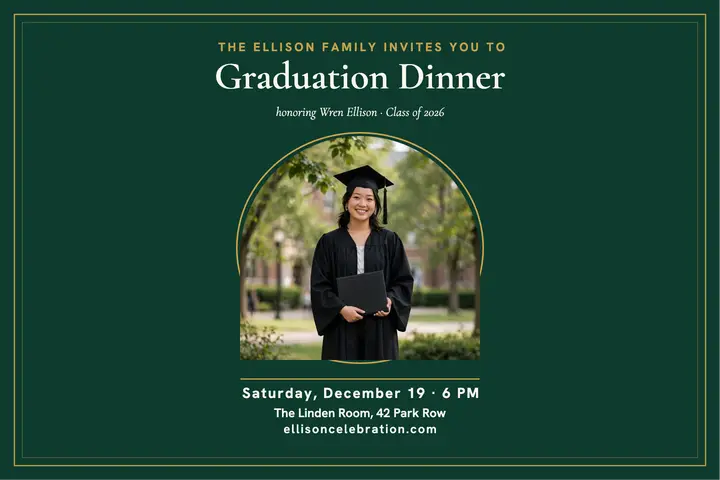 Emerald graduation dinner invitation: graduation dinner invitation template