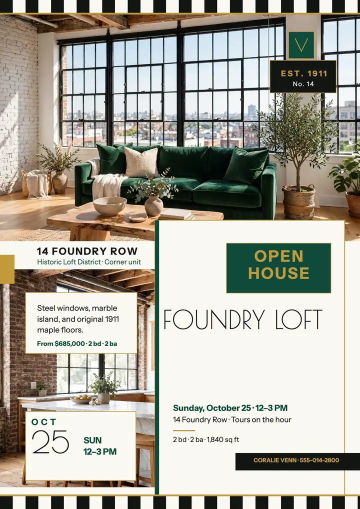 Foundry loft open house flyer template