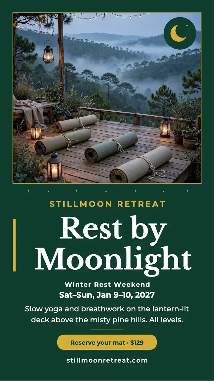 Stillmoon moonlight retreat invite, yoga deck template