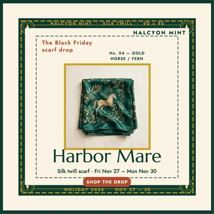 Halcyon Mint Harbor Mare scarf drop template