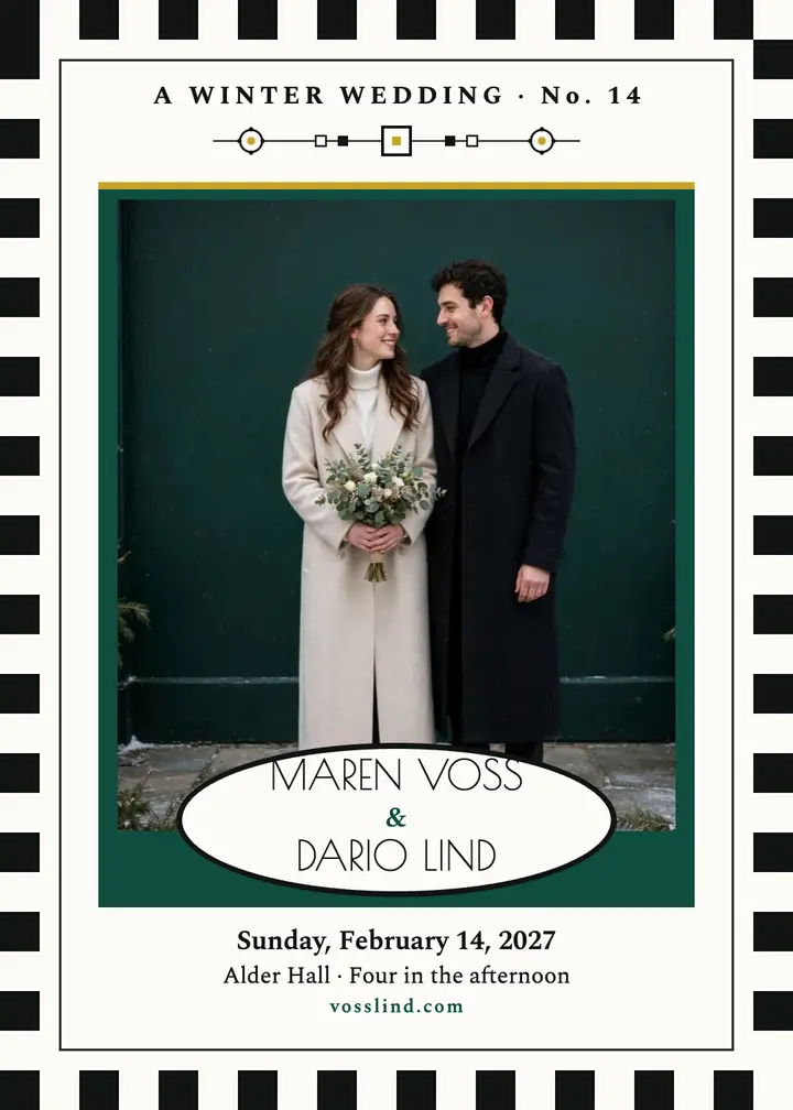 Maren and Dario emerald winter invitation template