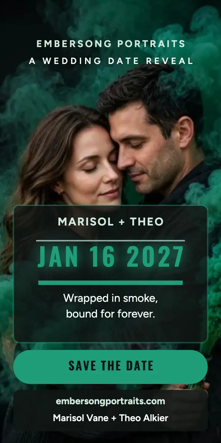 Embersong emerald smoke date reveal ad template