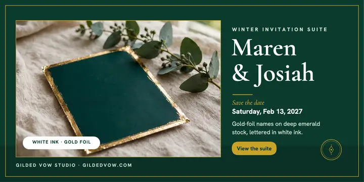 Maren and Josiah emerald invitation announcement template