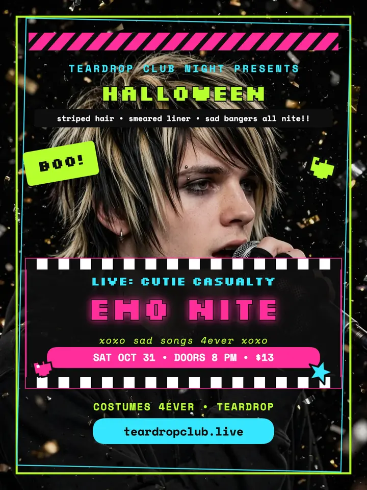 Teardrop Halloween emo night portrait template