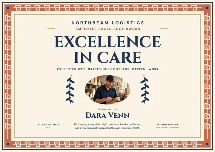 Northbeam excellence in care certificate template