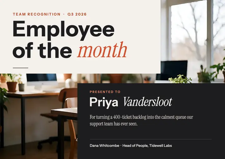 Tidewell employee of the month template