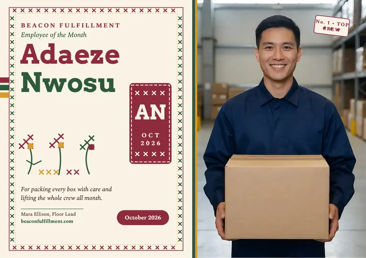 Beacon Employee of the Month cross-stitch award: employee of the month certificate template