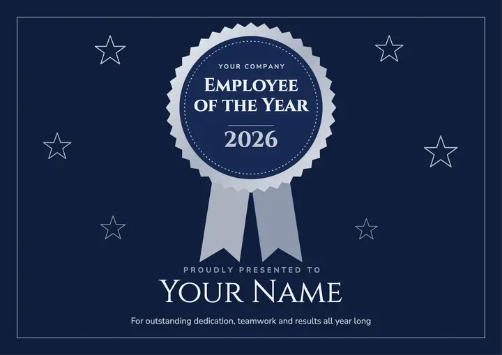 Employee of the year certificate template