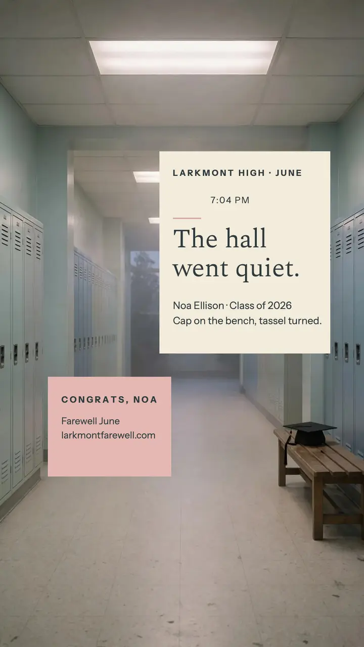 Noa Ellison quiet hallway graduation story template