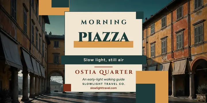Empty piazza morning travel post template