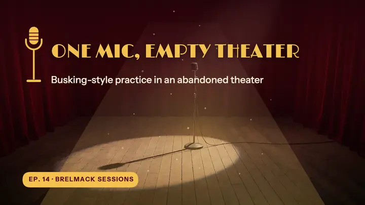 One mic, empty theater spotlight thumbnail template