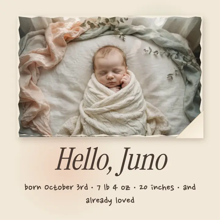 Welcome Juno birth announcement template