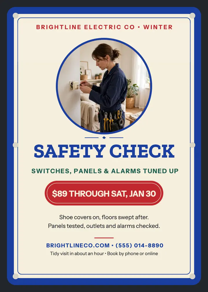 Brightline winter safety check enamel invitation: electrician winter check invitation template