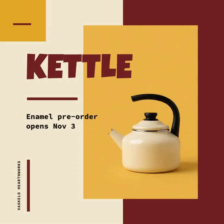Enamel kettle pre-order poster post: product pre-order post template