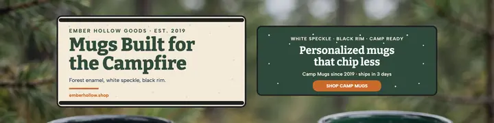 Ember Hollow camp mugs etsy banner template