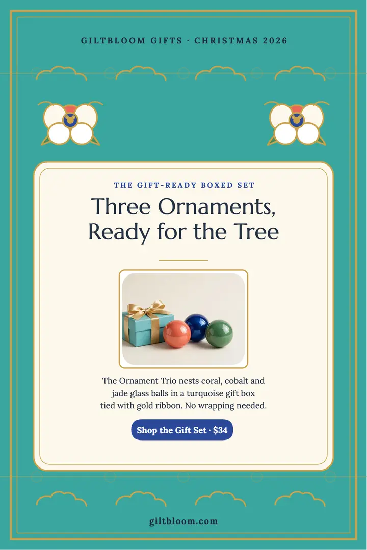 Ornament Trio gift poster, enamel template