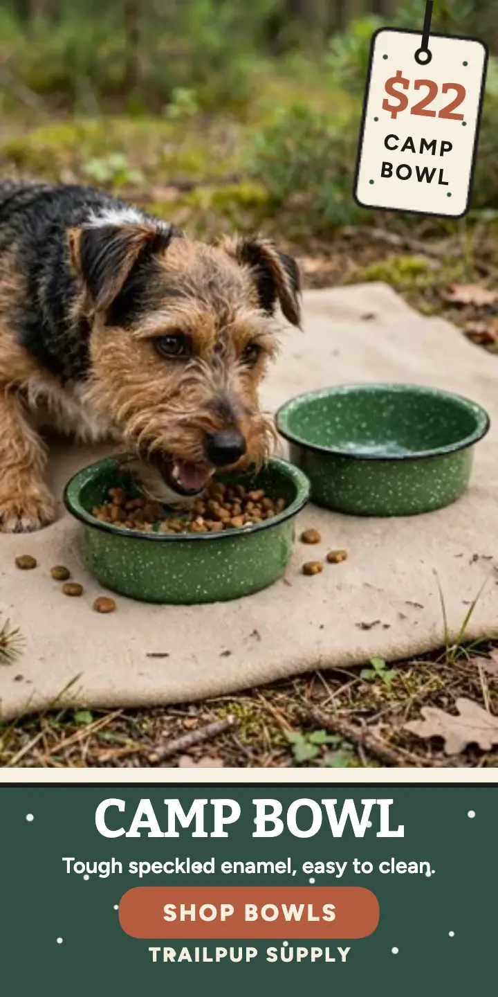 Trailpup forest enamel bowl ad template