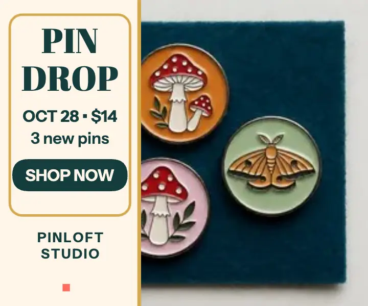 Pinloft Studio enamel pin drop ad template