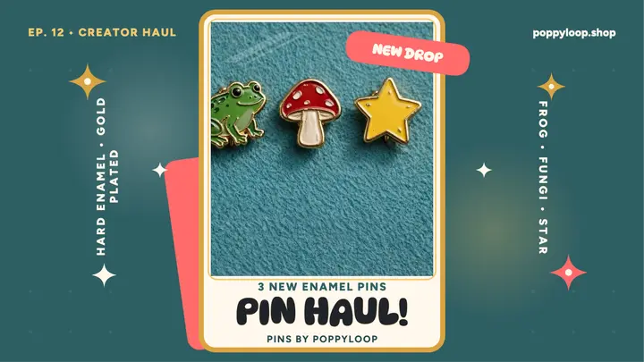Poppyloop enamel pin haul thumbnail template
