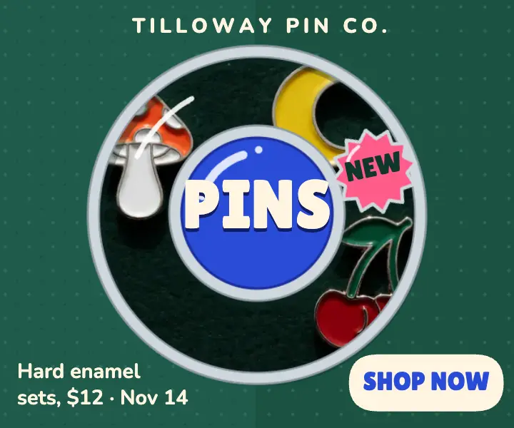 Tilloway Pin Co. new enamel pin set ad template