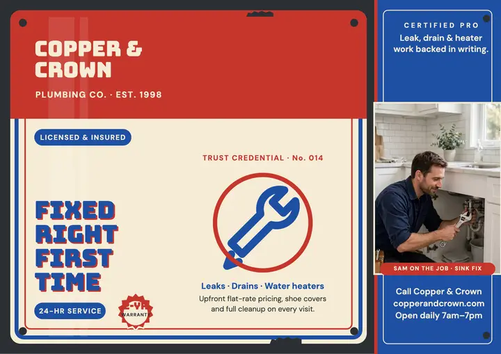 Copper and Crown plumbing enamel credential template