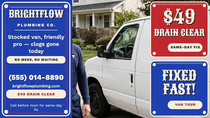 BrightFlow Plumbing enamel sign thumbnail template