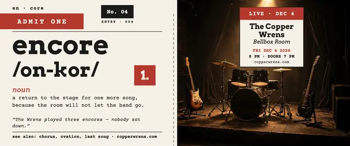Encore dictionary club concert ticket template