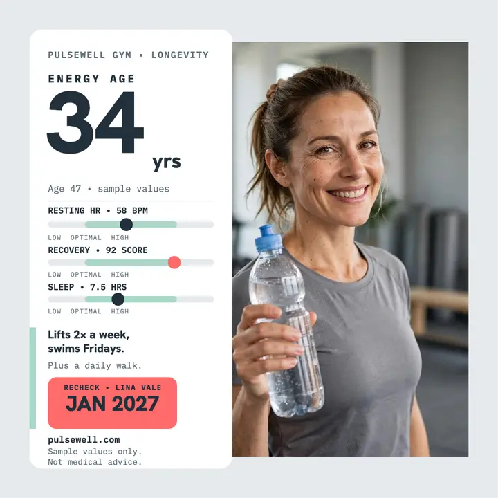 Pulsewell longevity check with energy age template