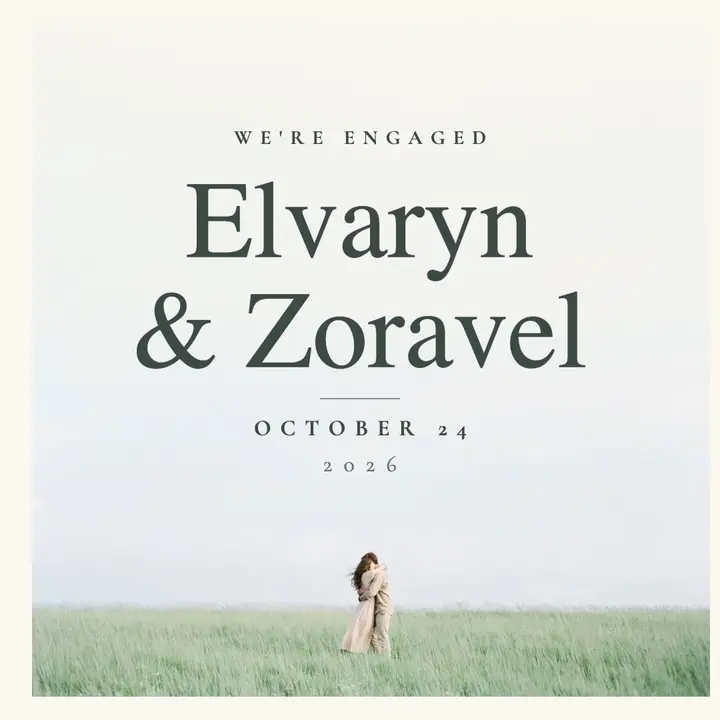 Engagement announcement, airy film meadow template
